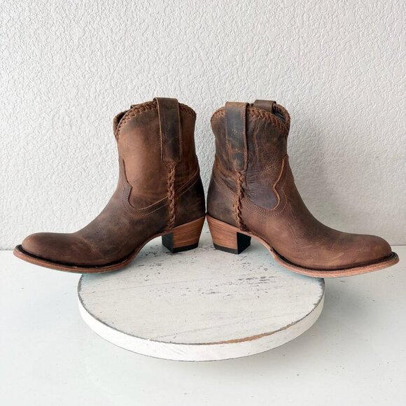 NEW Lane PLAIN JANE PJ Womens Cowboy Bootie 8 Brown Short Western Cowgirl Boots - Picture 7 of 11